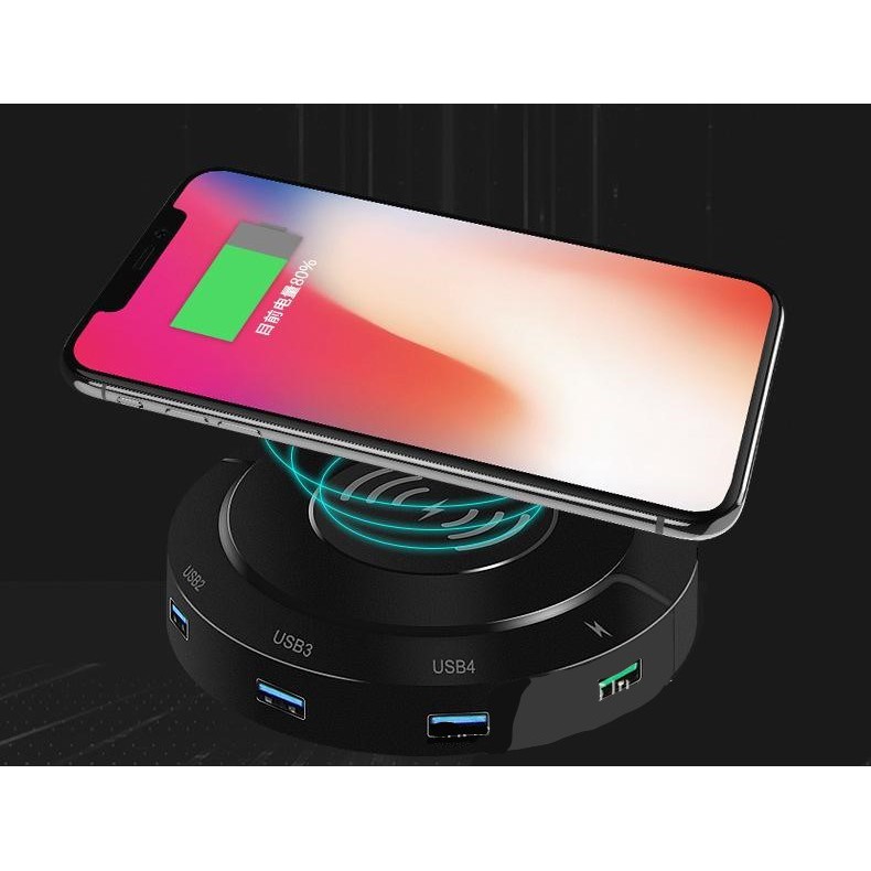 Giá treo tay nghe đa năng 4 cổng USB 3.0+sạc không dây IOS/Androi+ cổng sạc điện thoại nhanh. | BigBuy360 - bigbuy360.vn