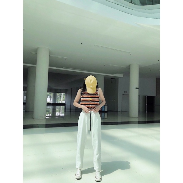 Áo tanktop sọc ngang thêu hoa