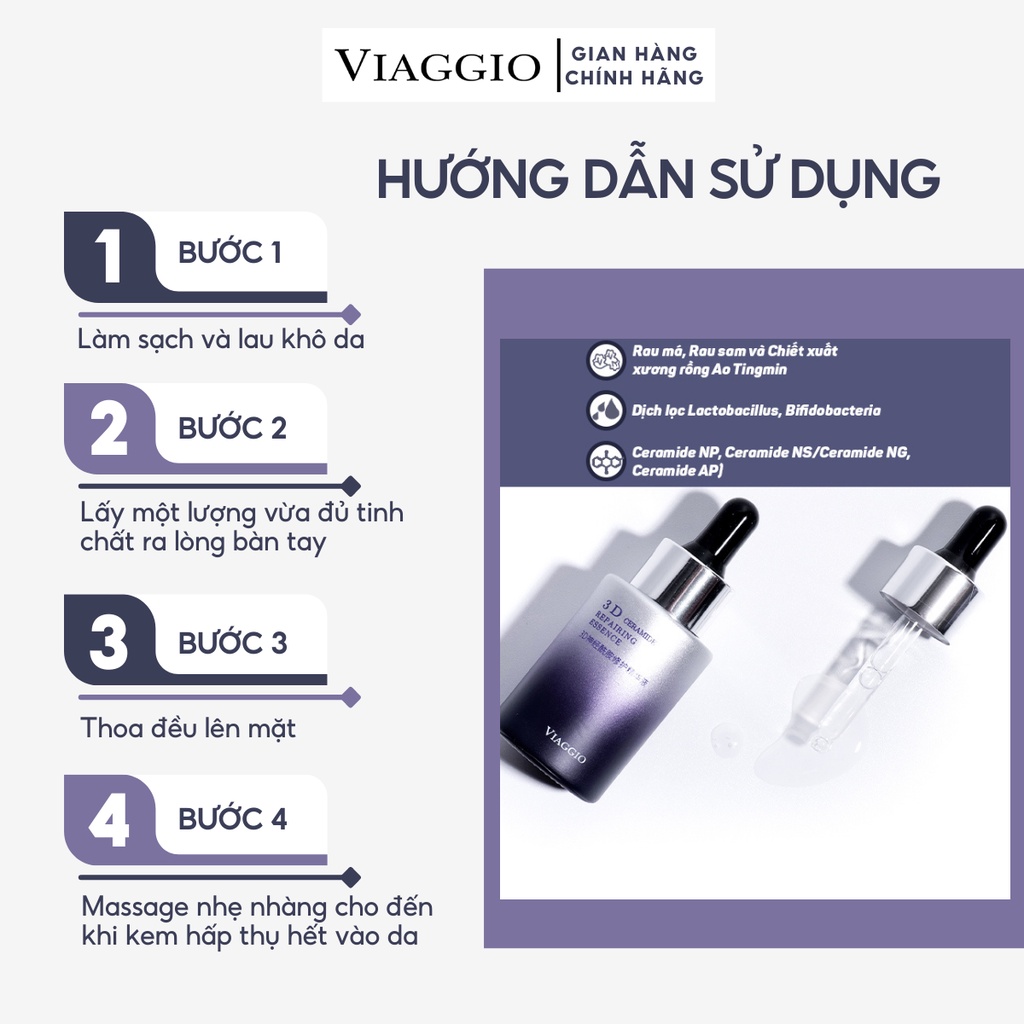Serum Phục Hồi Chuyên Sâu Làm Dịu Da VIAGGIO 3D Ceramide Repairing Essence 30ml