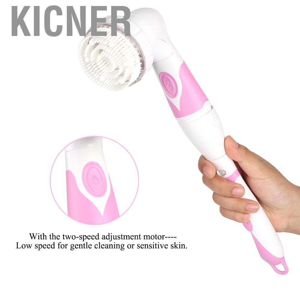 Kicner Water-resistant Bath Brush Electric Long Handle Spa Shower Body Massage Cleansing Scrubber Home