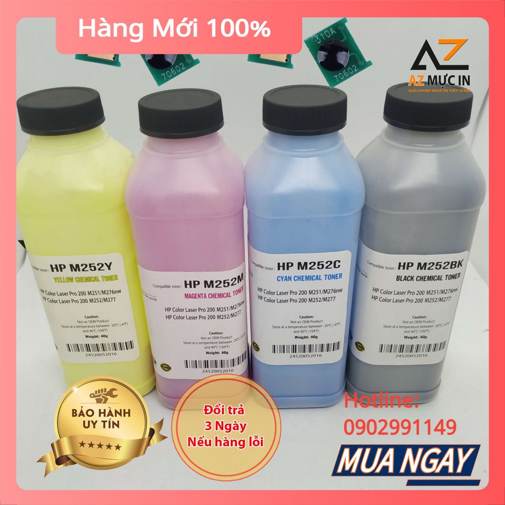 Bộ 4 màu mực chai HP 1025 dùng cho máy in Hp CP1025, M176, M177 | Mực Mitsubishi + bộ chíp mực