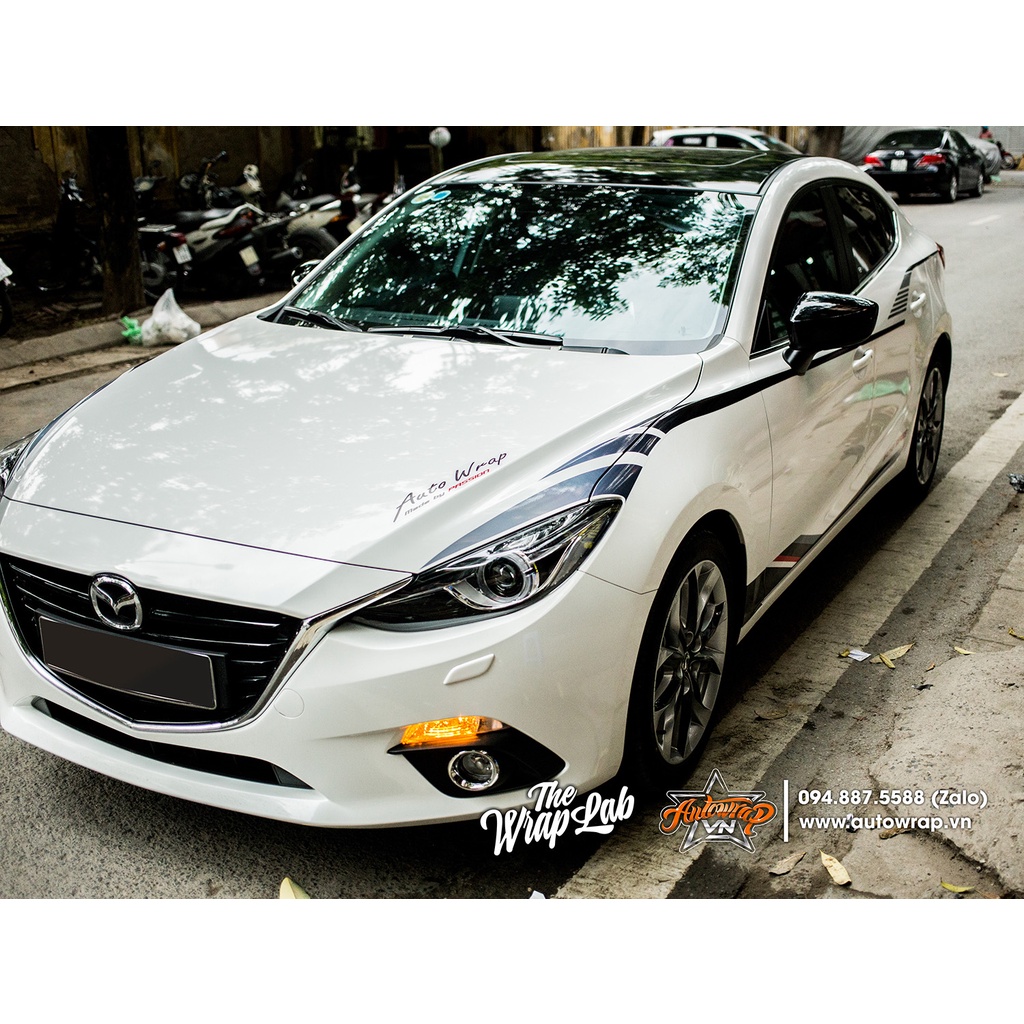 Tem họa tiết xe Mazda 3 Race Sport - Tem họa tiết ô tô Mazda, tem dán sườn xe thể thao
