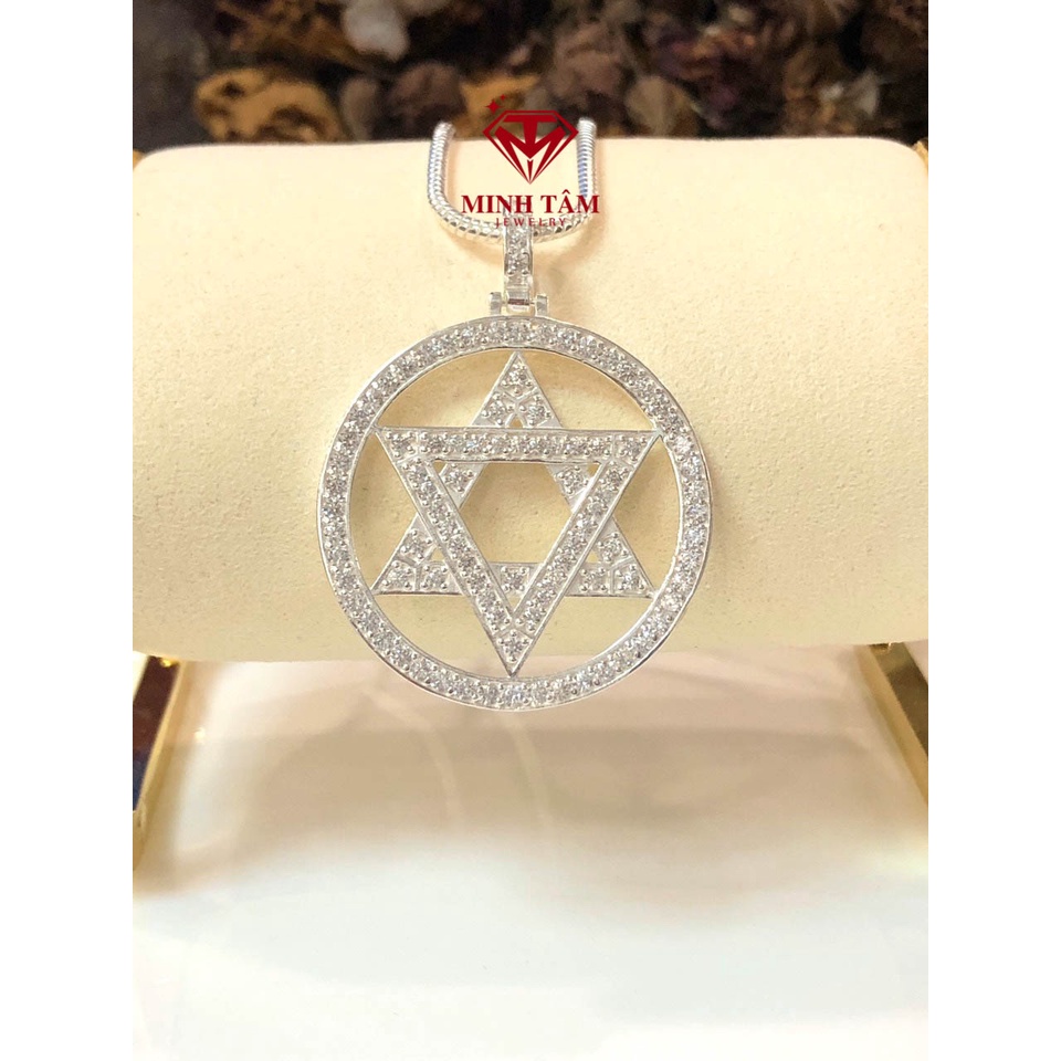 Mặt dây chuyền bạc nam hình tròn ngôi sao may mắn bạc ta gắn đá Minh Tâm Jewelry