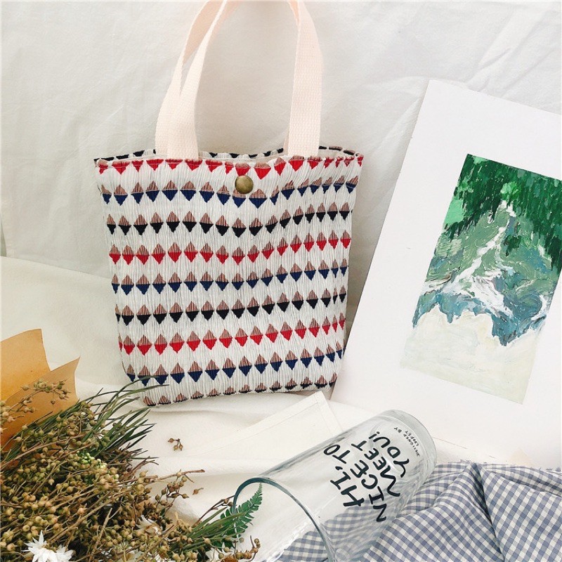 Túi Xách Vải Voan Nhăn Hàn  Quốc Thời Trang Cao Cấp Đáng Yêu - Túi Cầm Tay Tote Canvas Đựng Đồ MÃ 10