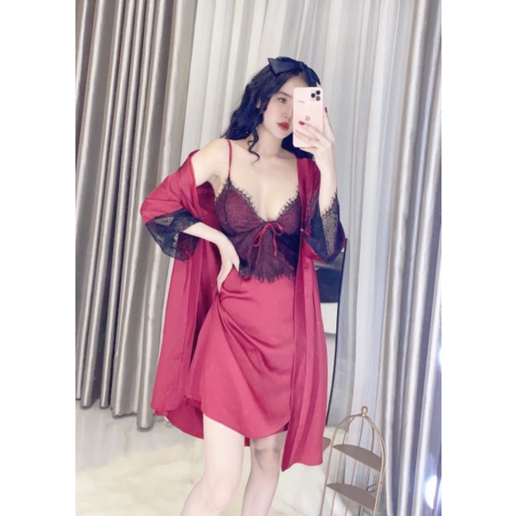 Đầm Ngủ Nữ 2 dây Sexy lụa satin - latin Siêu Mát ĐN103