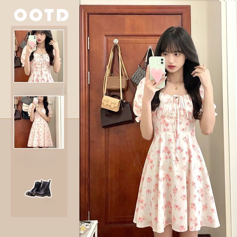 Đầm Hoa Dáng Chữ A Cột Dây Thời Trang Mùa Hè Mới Trẻ Trung Cho Nữ