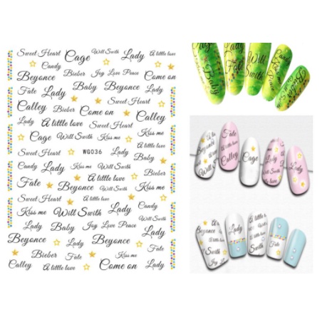 sticker chữ  trang trí nail