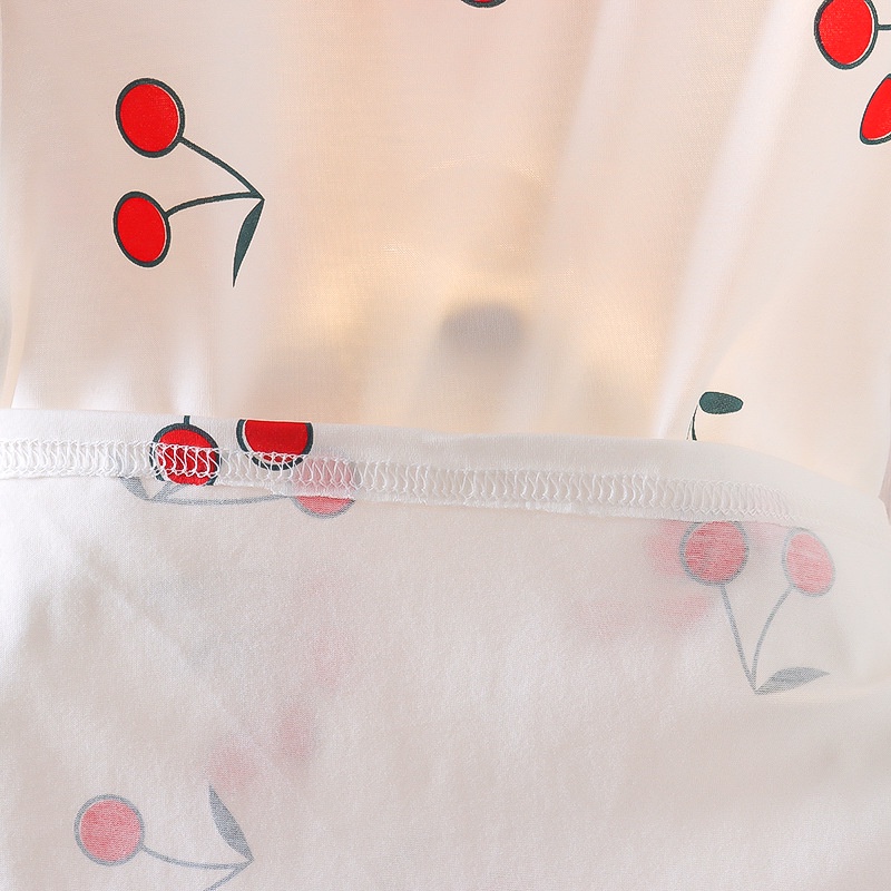 Đầm Cotton In Họa Tiết Cherry Dễ Thương Thời Trang Cho Bé Gái