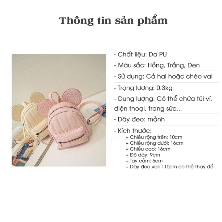 Túi Da Nữ Mùa Thu Hàn Quốc Tai Gấu Da PU Đẹp Dễ Thương Xinh Xắn