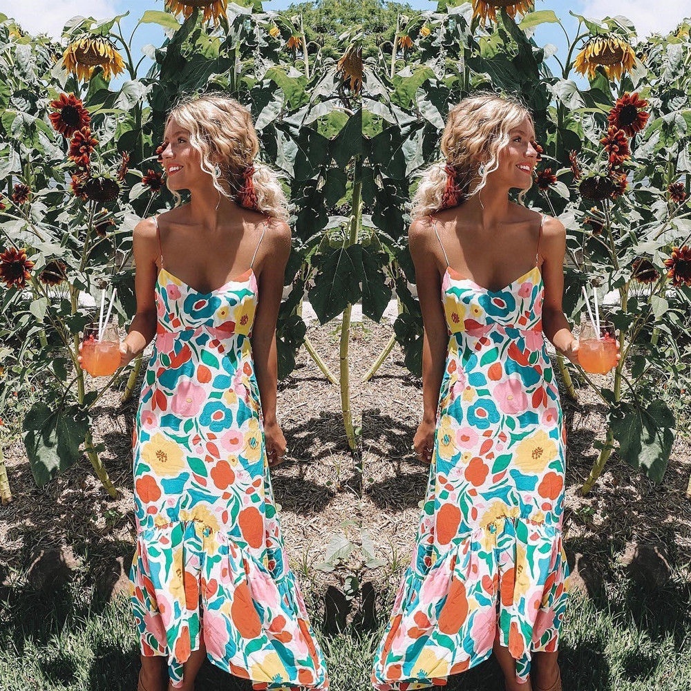 Đầm maxi dáng ôm cổ chữ V gợi cảm cho nữ