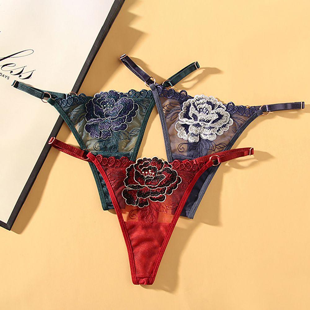 Epoch Quần Lót Lưng Thấp Màu Trơn Họa Tiết Hoa Gợi Cảm Cho Nữ
