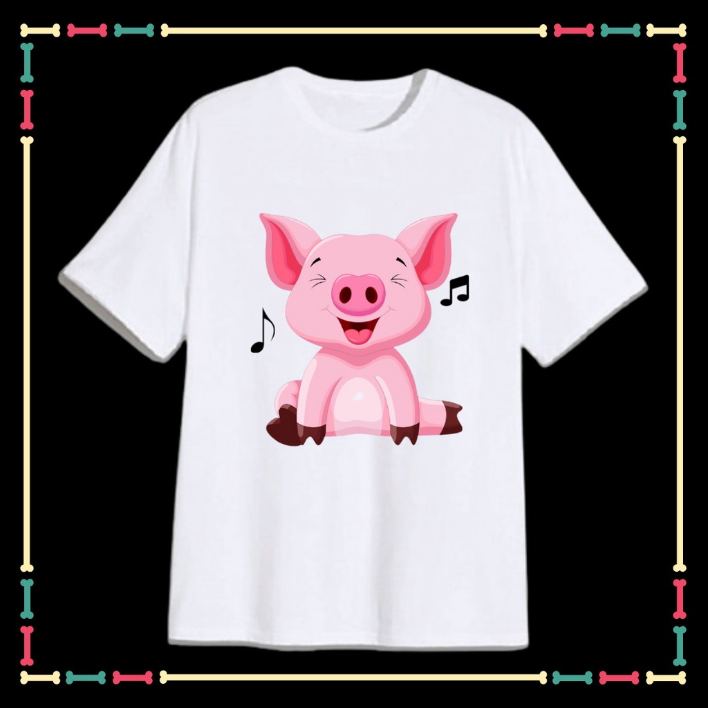 Áo Thun Heo Hồng dễ thương tay ngắn cho trẻ em, người lớn