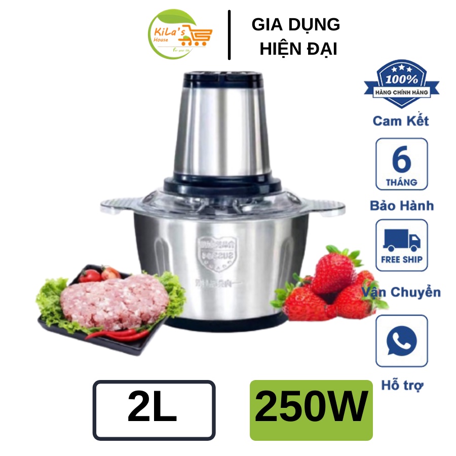 May Xay Thịt Đa Năng 250W Food Processor - Máy Xay Thực Phẩm Có 4 Lưỡi Dao Thép, Lực Xay Nhanh Mạnh