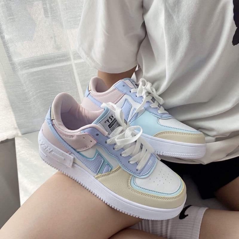 Giày thể thao nữ đế bằng cao 4cm mã SD01 mềm êm giá rẻ học sinh đi học đi chơi đơn giản màu đen trắng/xanh | BigBuy360 - bigbuy360.vn