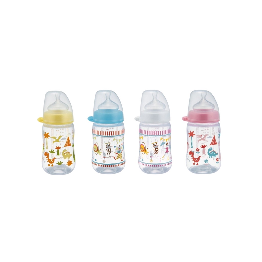 Bình sữa NIP PP cổ rộng, núm ti chỉnh nha, chống sặc, chất liệu silicon (260ml)