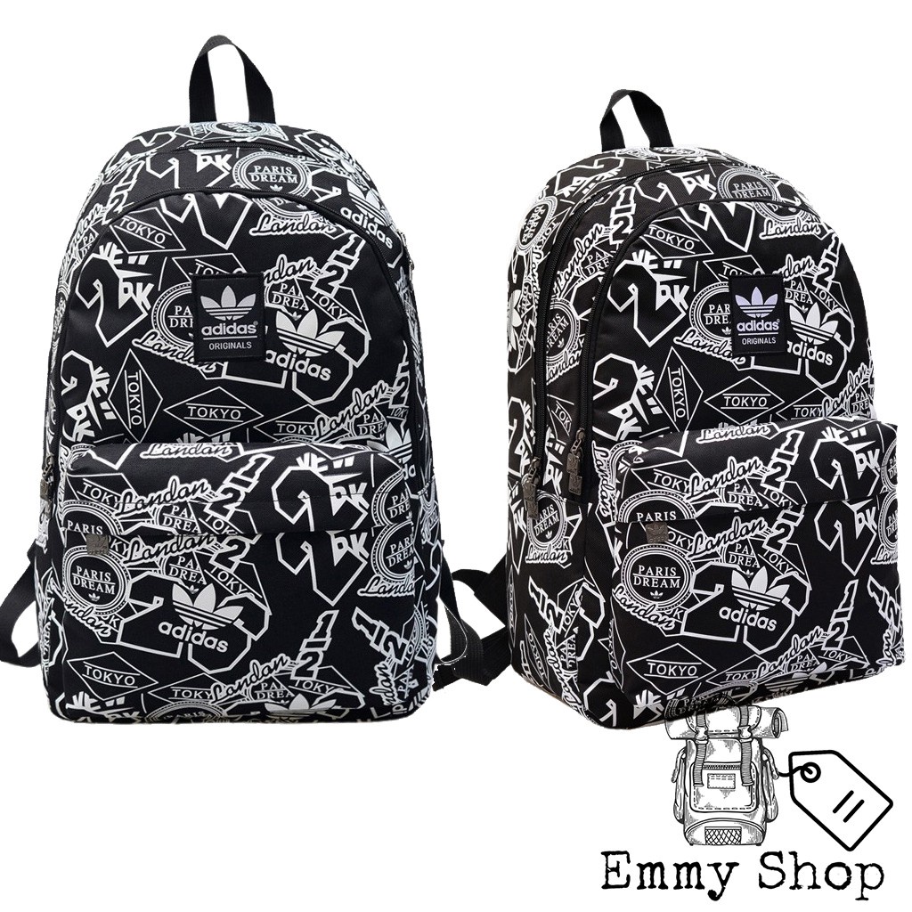 Balo nam thời trang adidas tokyo hoạ tiết đen trắng phù hợp với học sinh, sinh viên