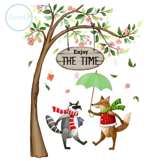 Wall Sticker Decoration Wall Stickers Removable Kids Room PVC Home Decal Mural Self-adhesive Little Fox High Quality