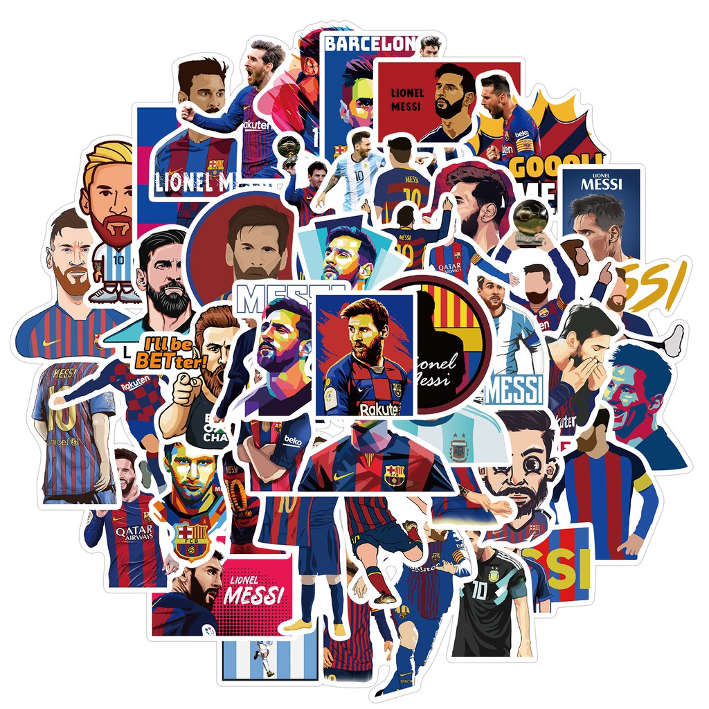 Bộ 50 Sticker dán siêu đẹp Ronaldo - Messi