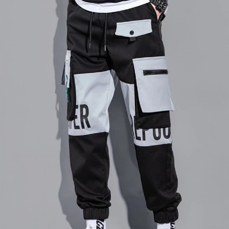 Quần ống rộng nhiều túi màu sắc chất lượng cao phong cách đường phố Hàn Quốc thời trang cho nam size S-5XL