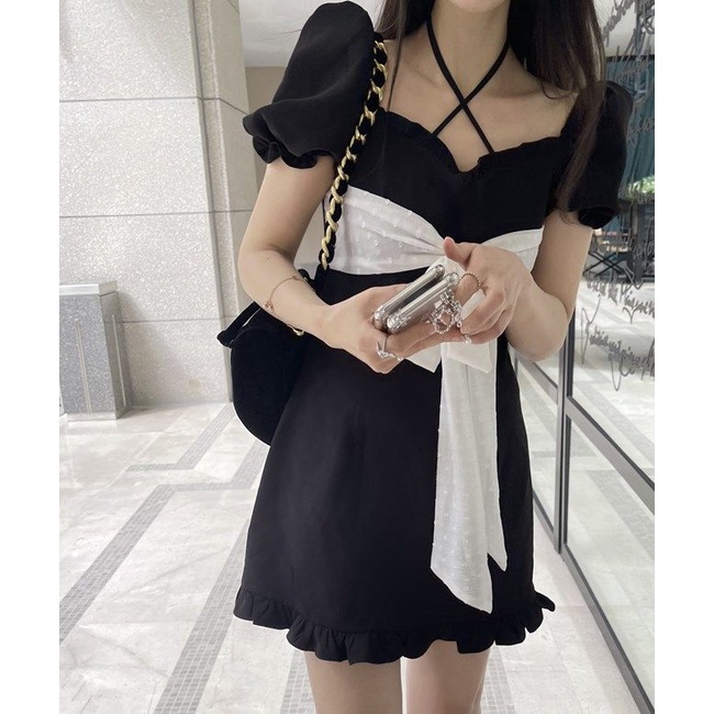 Đầm Đính Nơ Phong Cách Pháp Thời Trang Mùa Hè Thanh Lịch Dành Cho Nữ