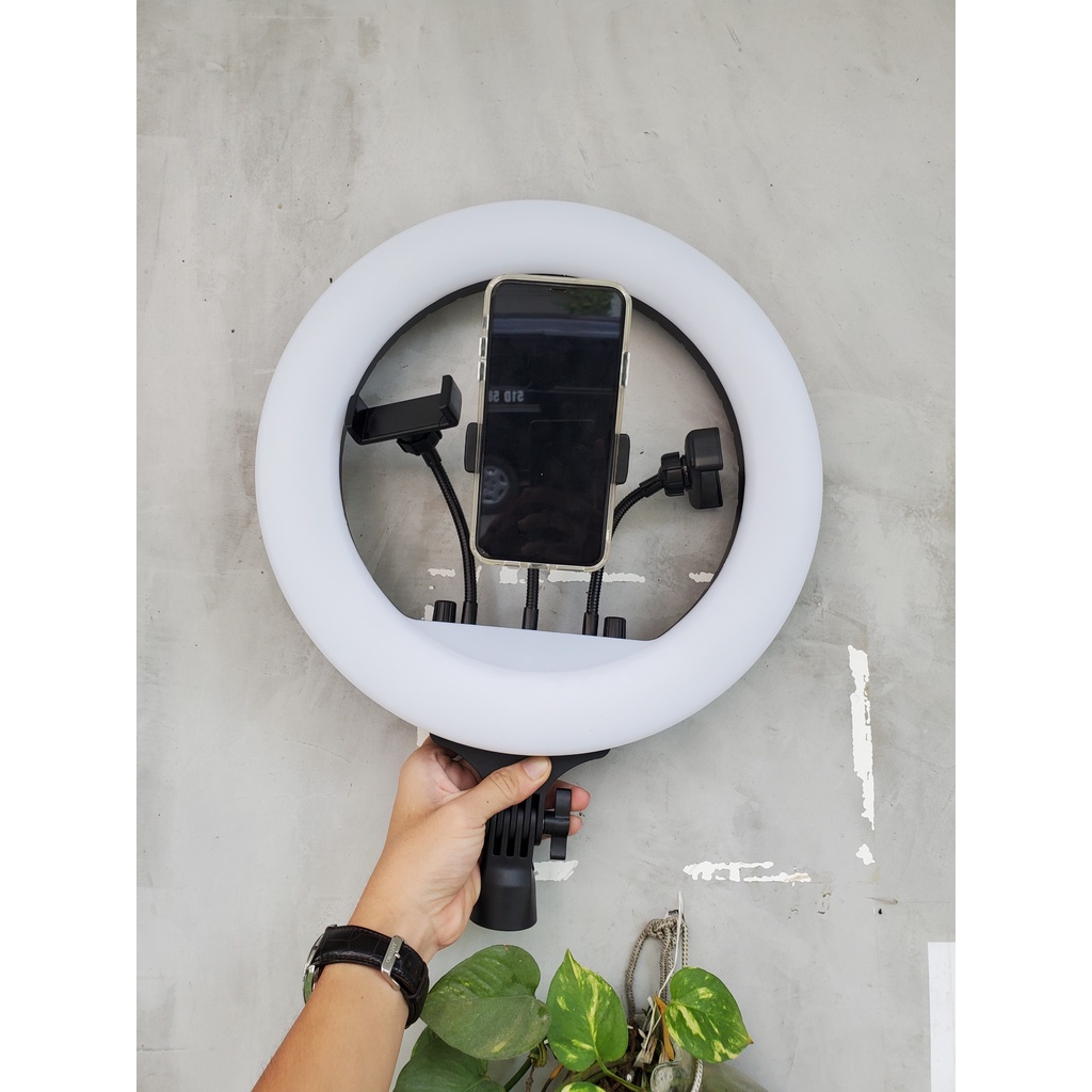 Đèn LED RL14 36cm hỗ trợ Livestream 3 điện thoại, Makeup, chụp hình studio, bán hàng online facebook tiktok đổi 3 màu