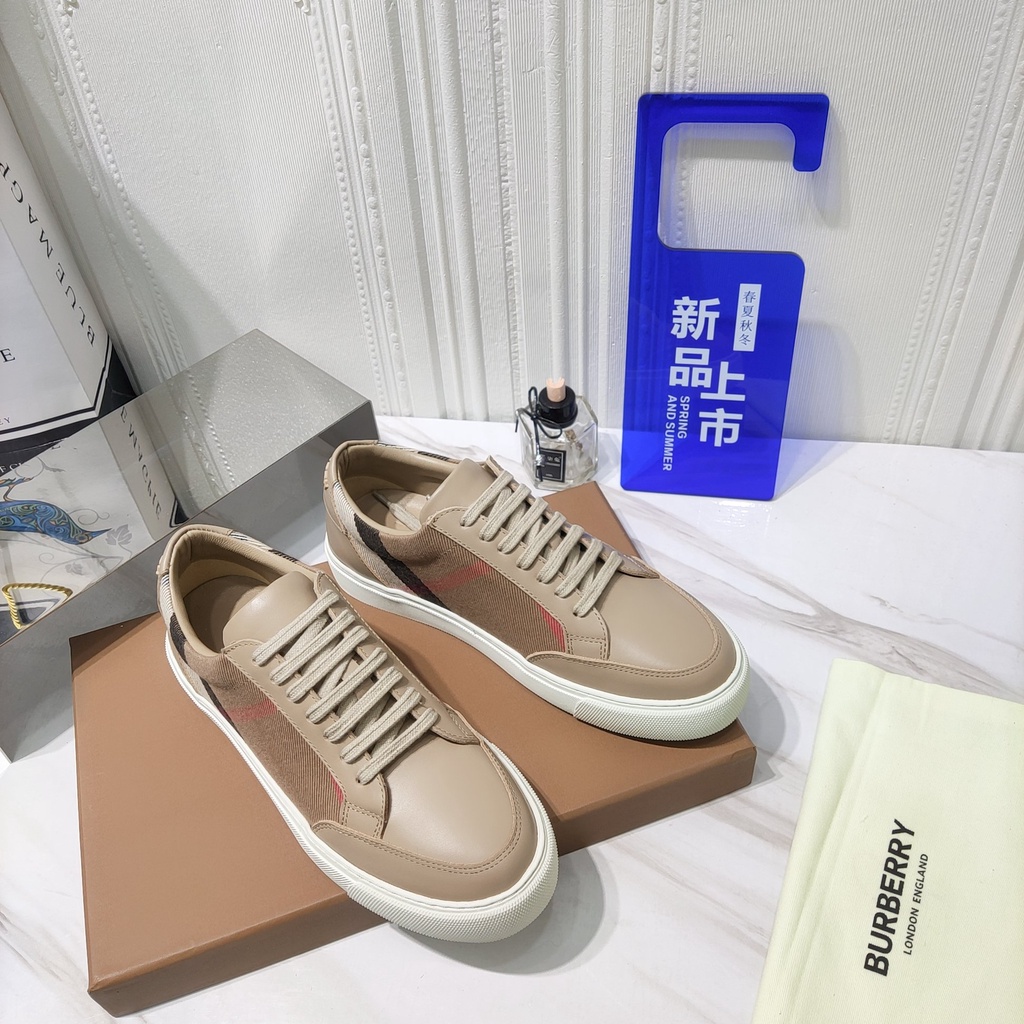 Áo sneaker nam/nữ da thật cao cấp Burberry BBR kiểu dáng năng động