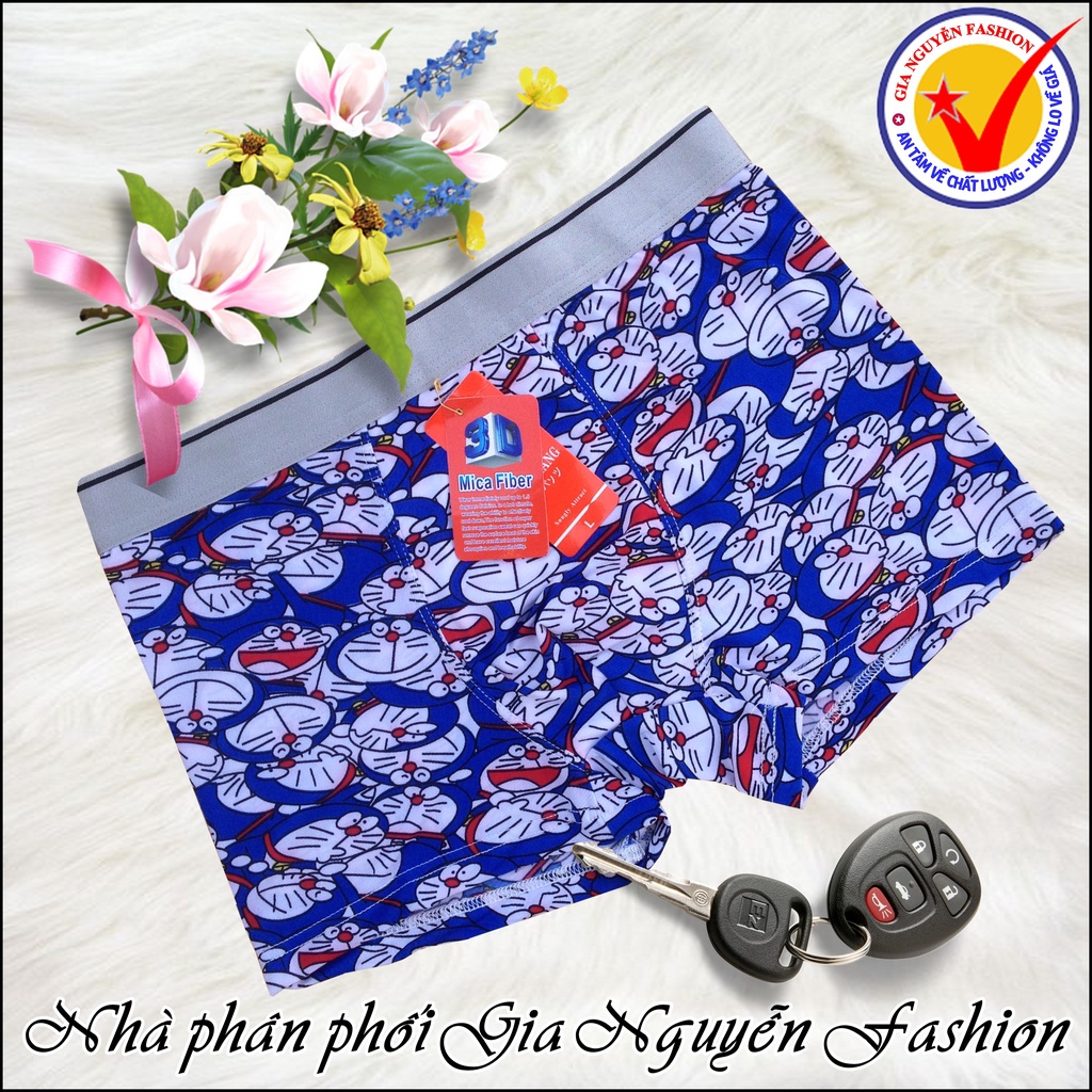 Combo 5 quần Boxer thun lạnh, Quần sịp đùi nam in hoạ tiết hoạt hình độc đáo