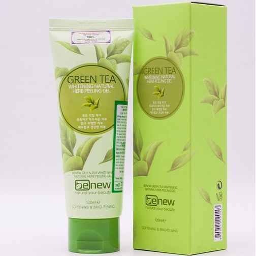 Tẩy da chết trà xanh trắng da, sạch mụn bọc và mụn đầu đen da mặt và toàn thân BENEW GREEN TEA PEELING GEL 120ML/Hộp