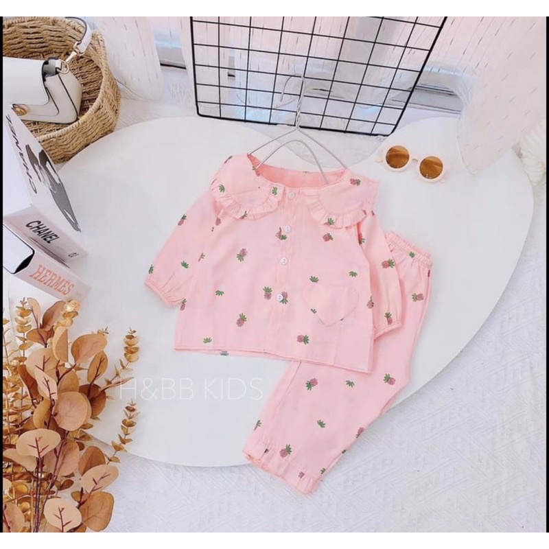 Bộ Pijama Cho Bé Gái Chất Đũi Rời Dài Tay Từ