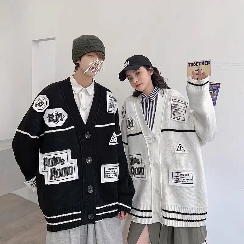 Áo khoác cardigan tay dài dáng rộng thiết kế mới thời trang mùa thu dành cho cặp đôi