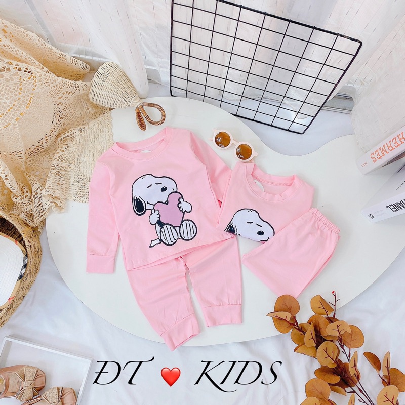 Set bộ cotton thu đông dài tay bé gái