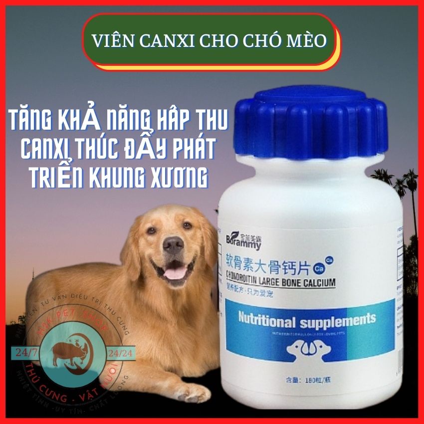 [LẺ 10 VIÊN] Canxi Cho Chó Mèo - Phát Triển Khung Xương, Chắc Xương, Mượt Lông, Giúp Thú Cưng Phát Triển Toàn Diện