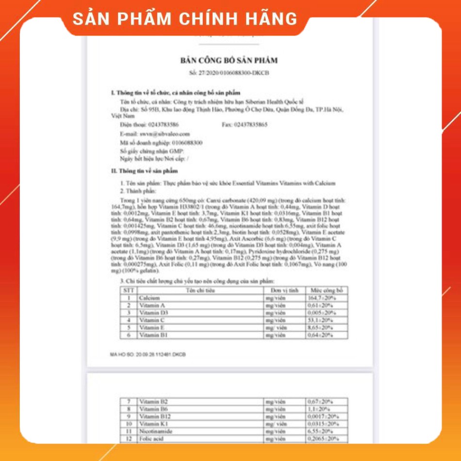 Essential Vitamins with Calcium - Phức hợp vitamin và Canxi | Thế Giới Skin Care