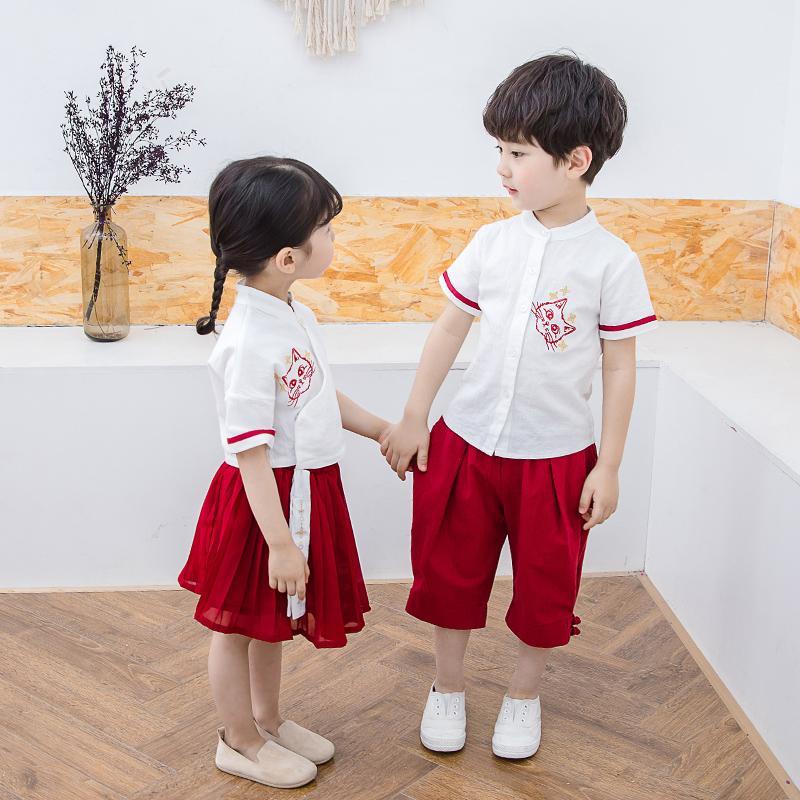 Bộ Đồ Hán Phục Hai Mảnh Phong Cách Trung Hoa Thời Trang Mùa Hè Cho Bé Gái 3-5 Tuổi