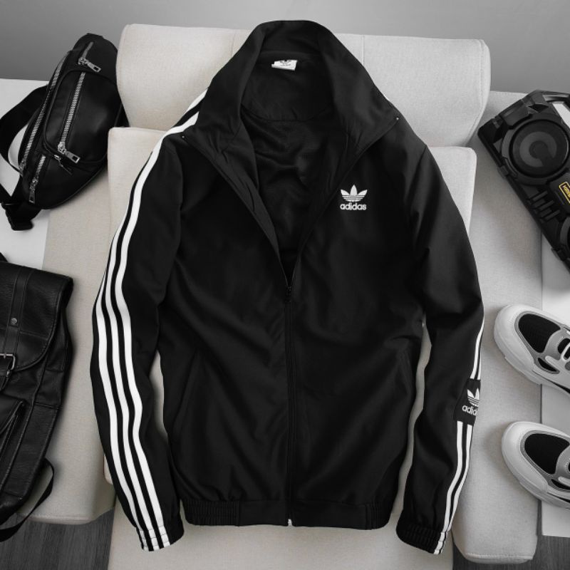Bộ quần áo gió thu đông adidas nam 2 lớp, ba sọc dệt