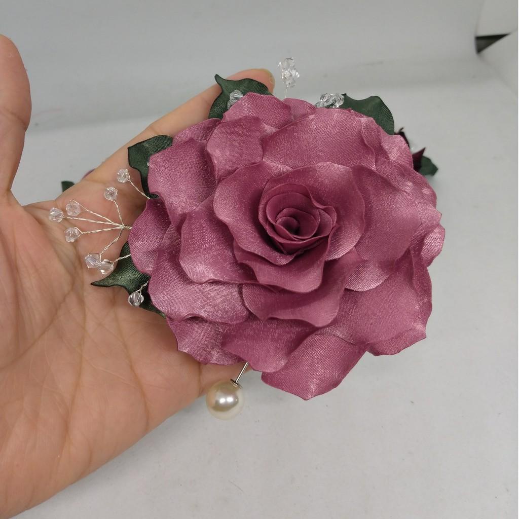 Hoa cài áo cao cấp hàng handmade siêu đẹp có ghim cài, trâm cài  [HANN- Hoa cài áo, pk thời trang]