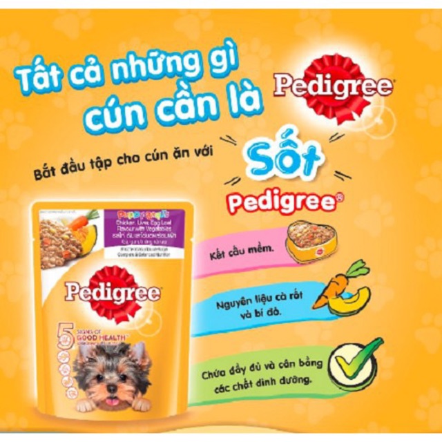 Sốt Pedigree cho chó con vị gà, gan, trứng và rau