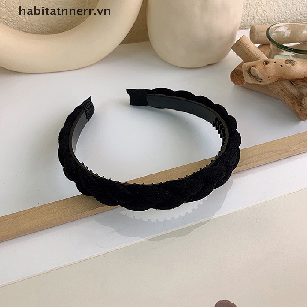 Băng đô cài tóc bản rộng màu trơn thời trang nữ