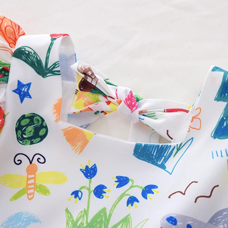 Đầm hở lưng in hình dễ thương cho bé gái