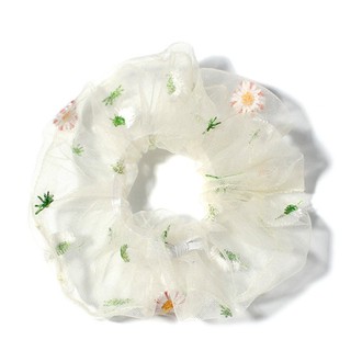 Dây buộc tóc, cột tóc scrunchie hoa cúc trong suốt