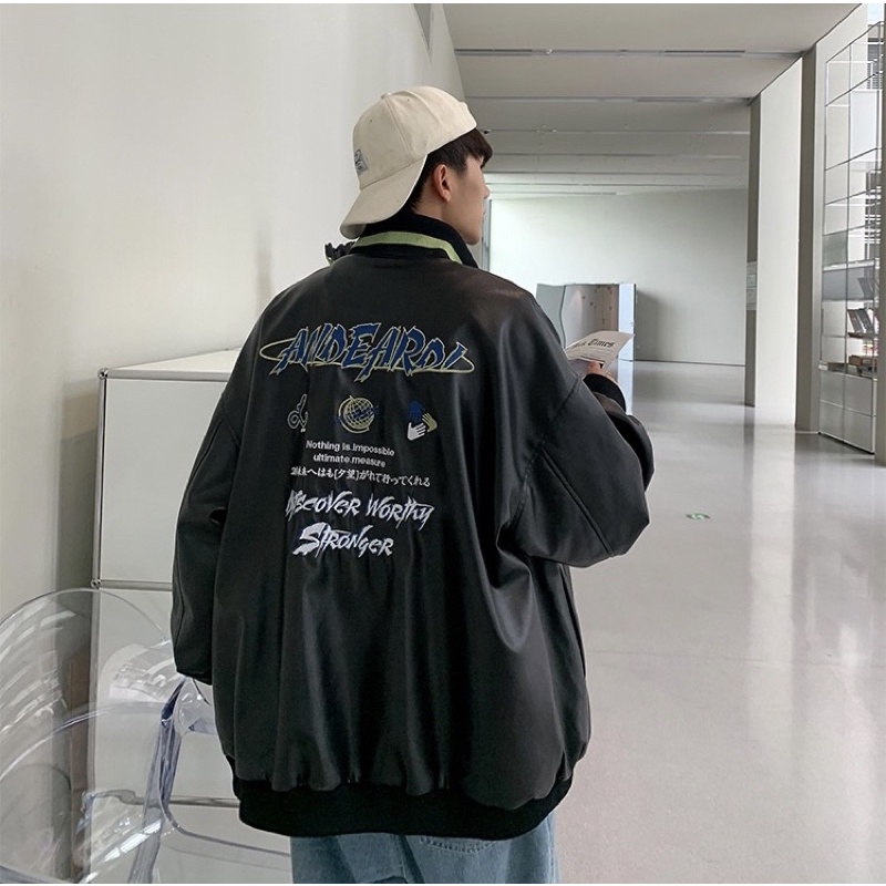 ÁO KHOÁC BOMBER FULL DA THÊU ANDEARDI FORM UNISEX NAM NỮ (kèm ảnh thật)