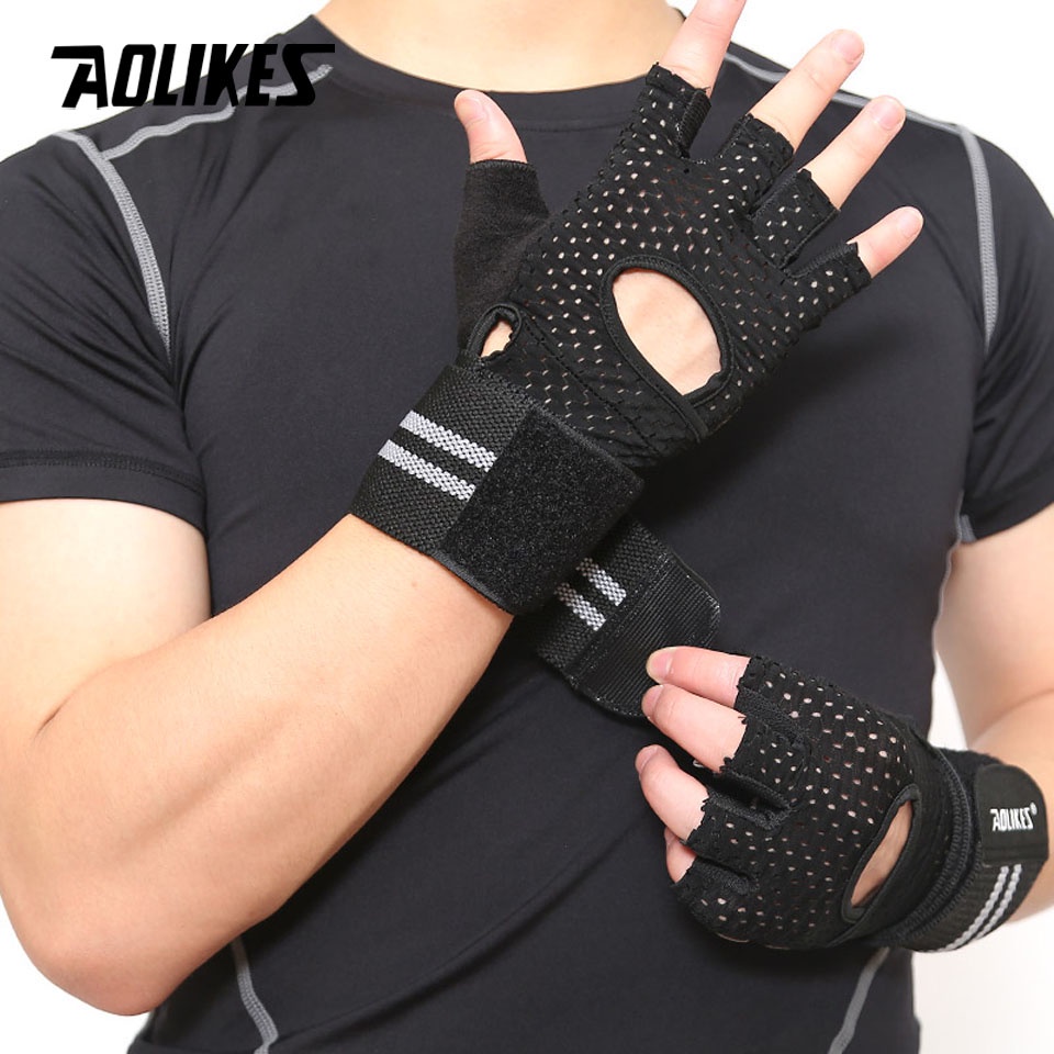 Găng tay tập gym AOLIKES A-113B chống trơn trợt Fitness Gym Glove