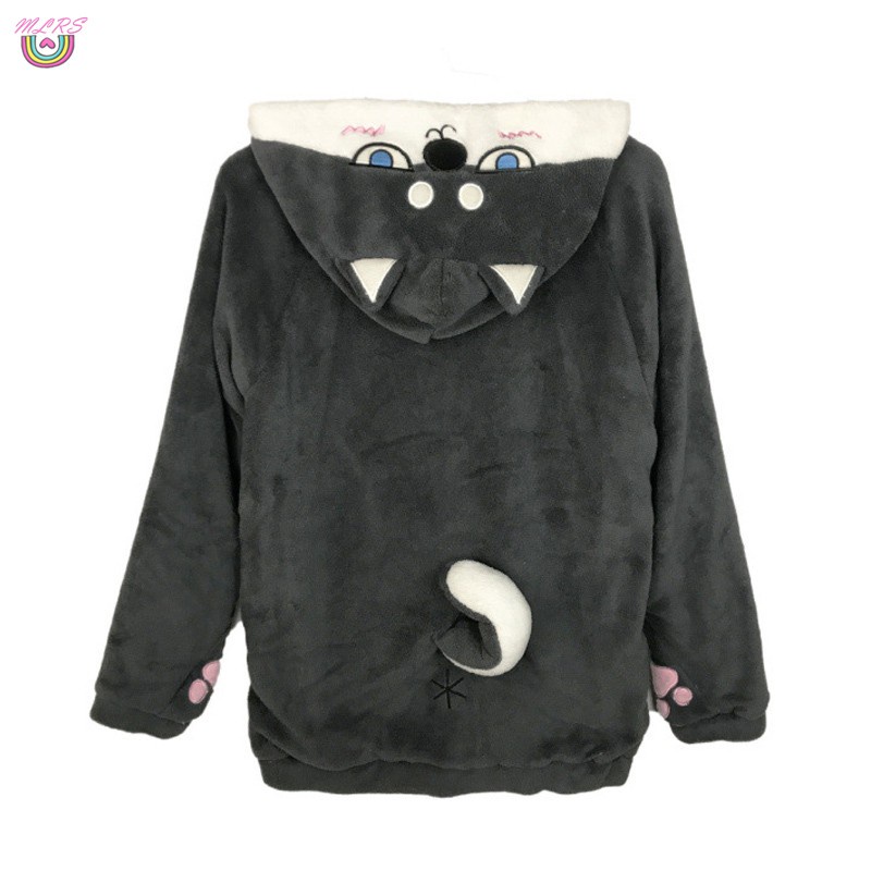 Áo Hoodie Có Nón In Hình Chó Shiba Inu Husky Dễ Thương Phong Cách Nhật Bản Cho Nữ