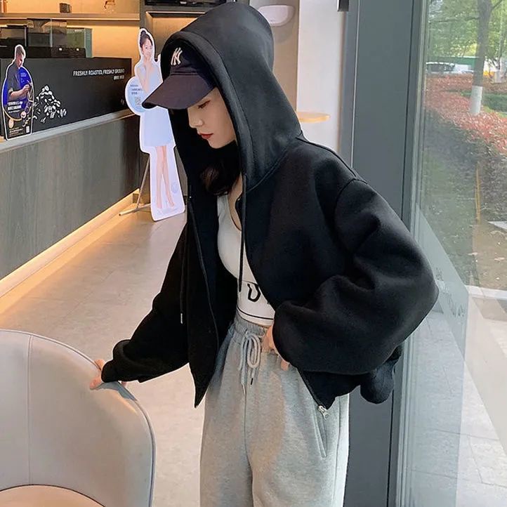 Áo hoodie tay dài màu sắc thời trang thu đông cho nữ 2021