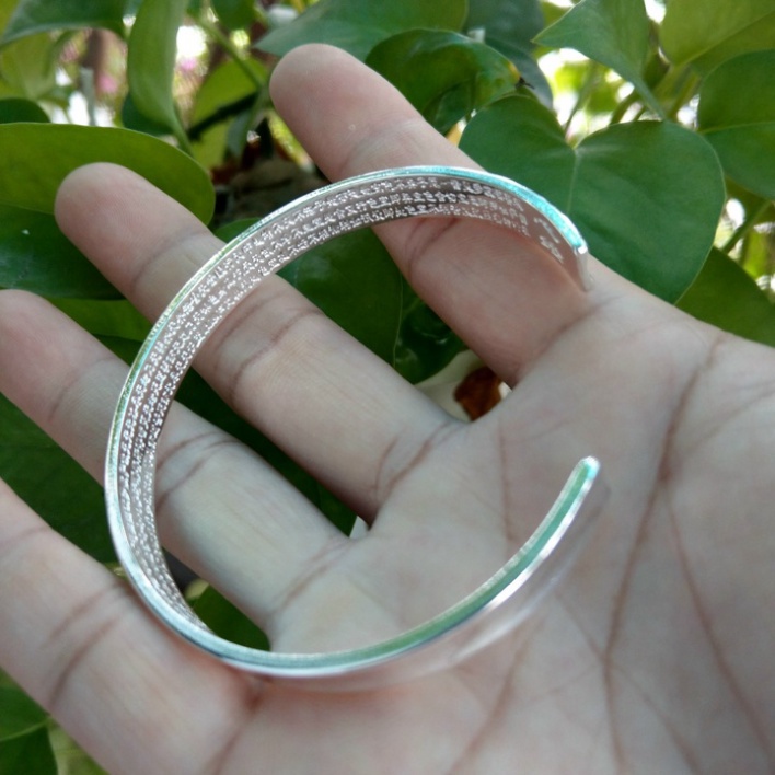 Vòng tay bạc khắc chú kinh Phật cho Nam và Nữ - T0239