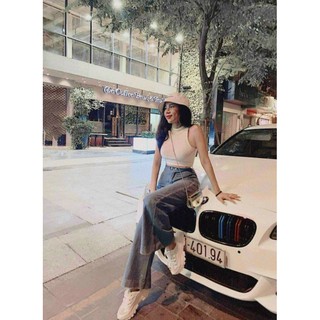 ÁO CROPTOP SÁT NÁCH CỔ LỌ 2 MÀU TRẮNG ĐEN