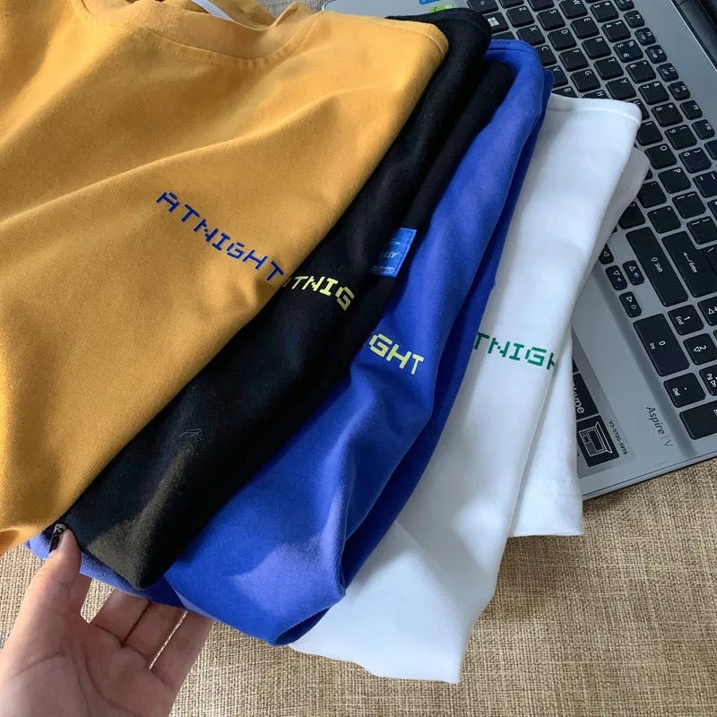 Áo Thun Rộng Màu Sắc Đơn Giản Phong Cách Harajuku Hàn Quốc Dành Cho Nam Nữ