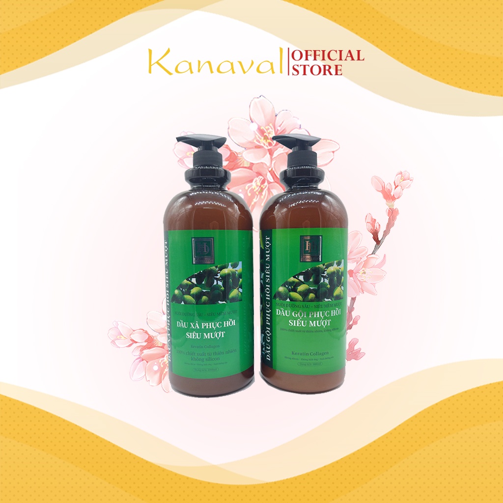 Dầu Gội Cặp Hồng Đạt Keratin Collagen 2000ml Phục Hồi Siêu Mượt Chuẩn Salon Giảm Rụng Tóc Hàng Chính Hãng