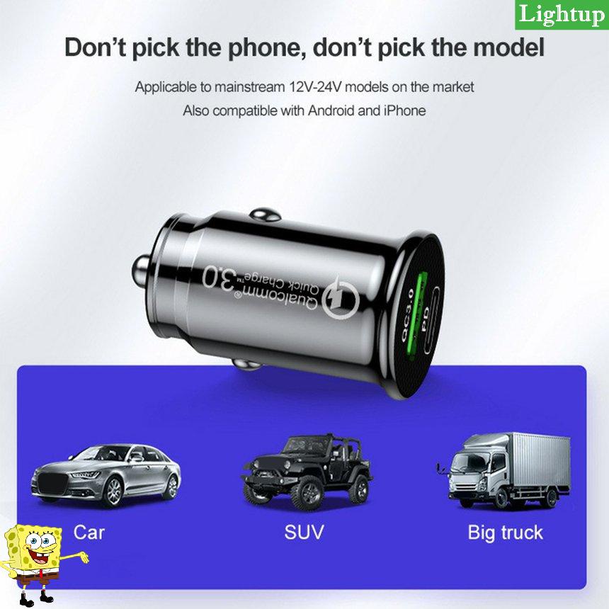 Dual USB Multi-function Car Charger Type-c And Qc3.0 Dual USB Car Charger