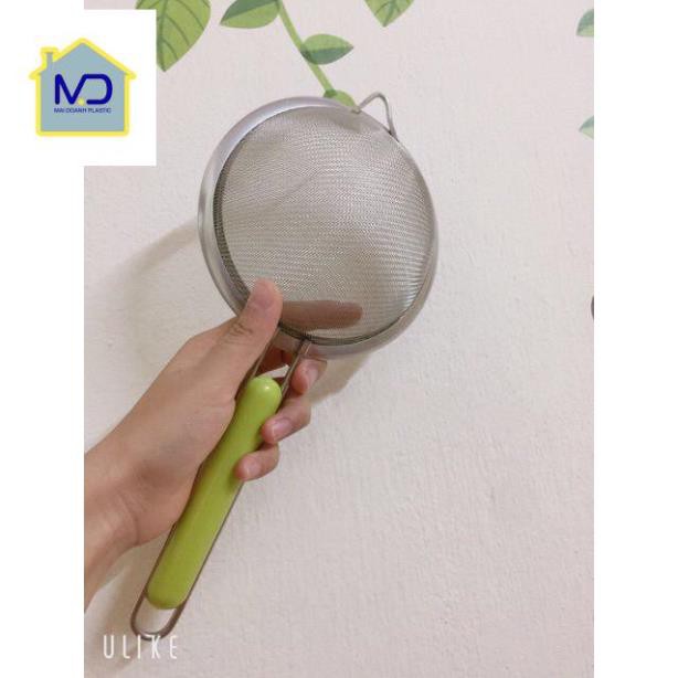 (hot) Rây lọc bột cháo, trái cây, thức ăn dặm cho bé size 12cm, 14cm - Rây lọc viền inox cán xanh loại xịn